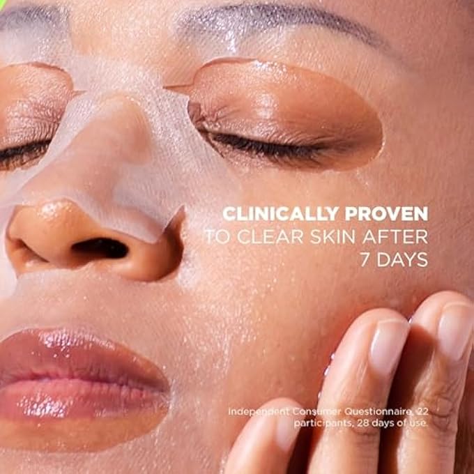 SKIN REPUBLIC SPOT & BLEMISH FACE SHEET MASK WITH SALICYLIC ACID (10 MASKS)  ANTI-BLEMISH SERUM WITH WITCH HAZEL & TEA TREE, HELPS REDUCE BREAKOUTS, UNCLOGS & TIGHTENS PORES - Image 2